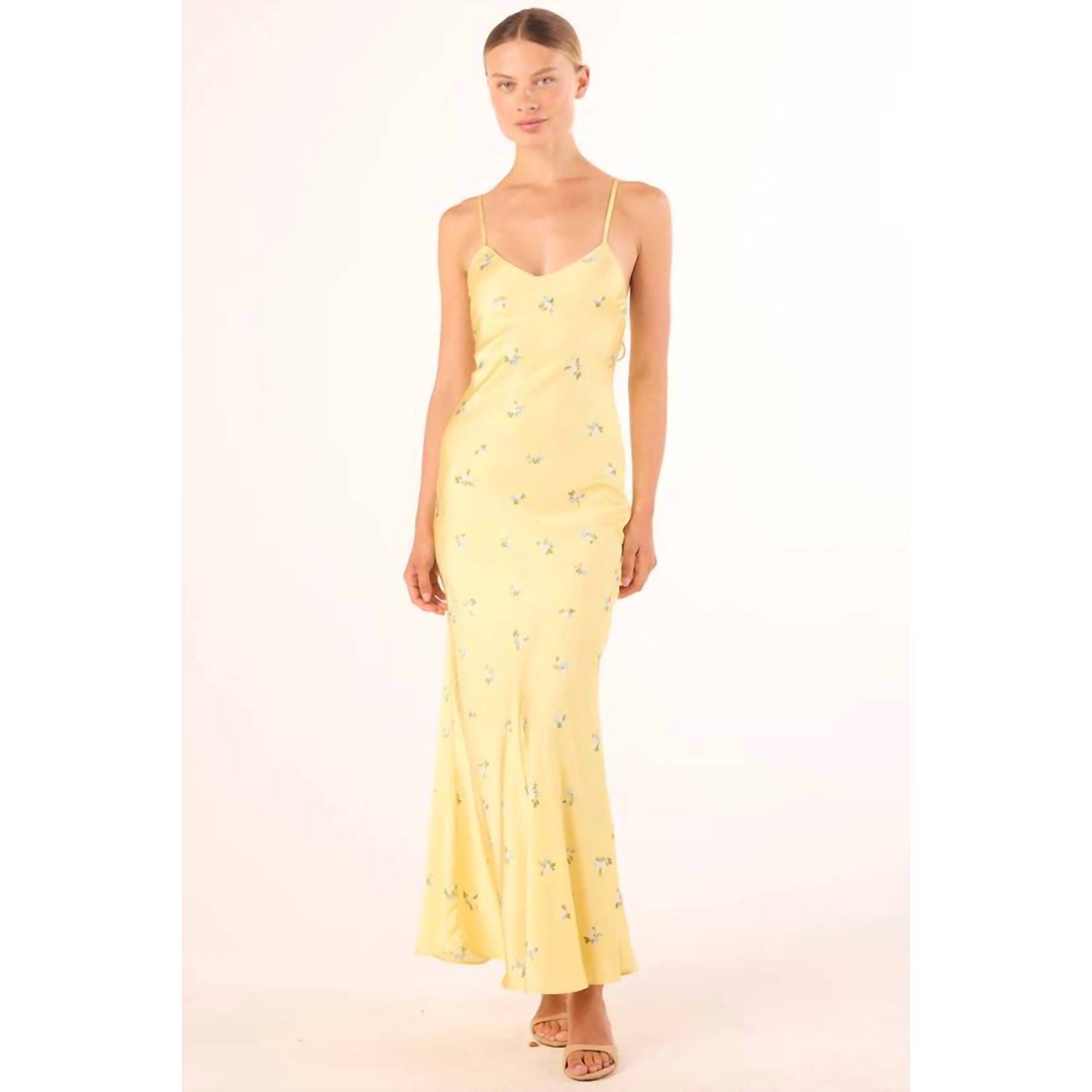 New Misa Los Angeles Sariyah Dress In Spaced Ditsy Yellow